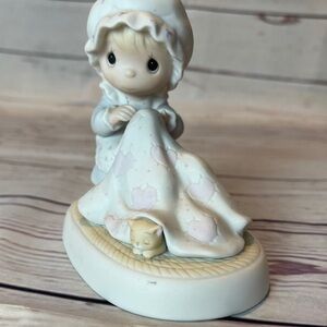 Love Covers All Precious Moments 
Figurine with Blanket - Cream and White
